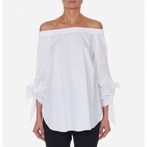 Tibi off the shoulder White Poplin Tunic